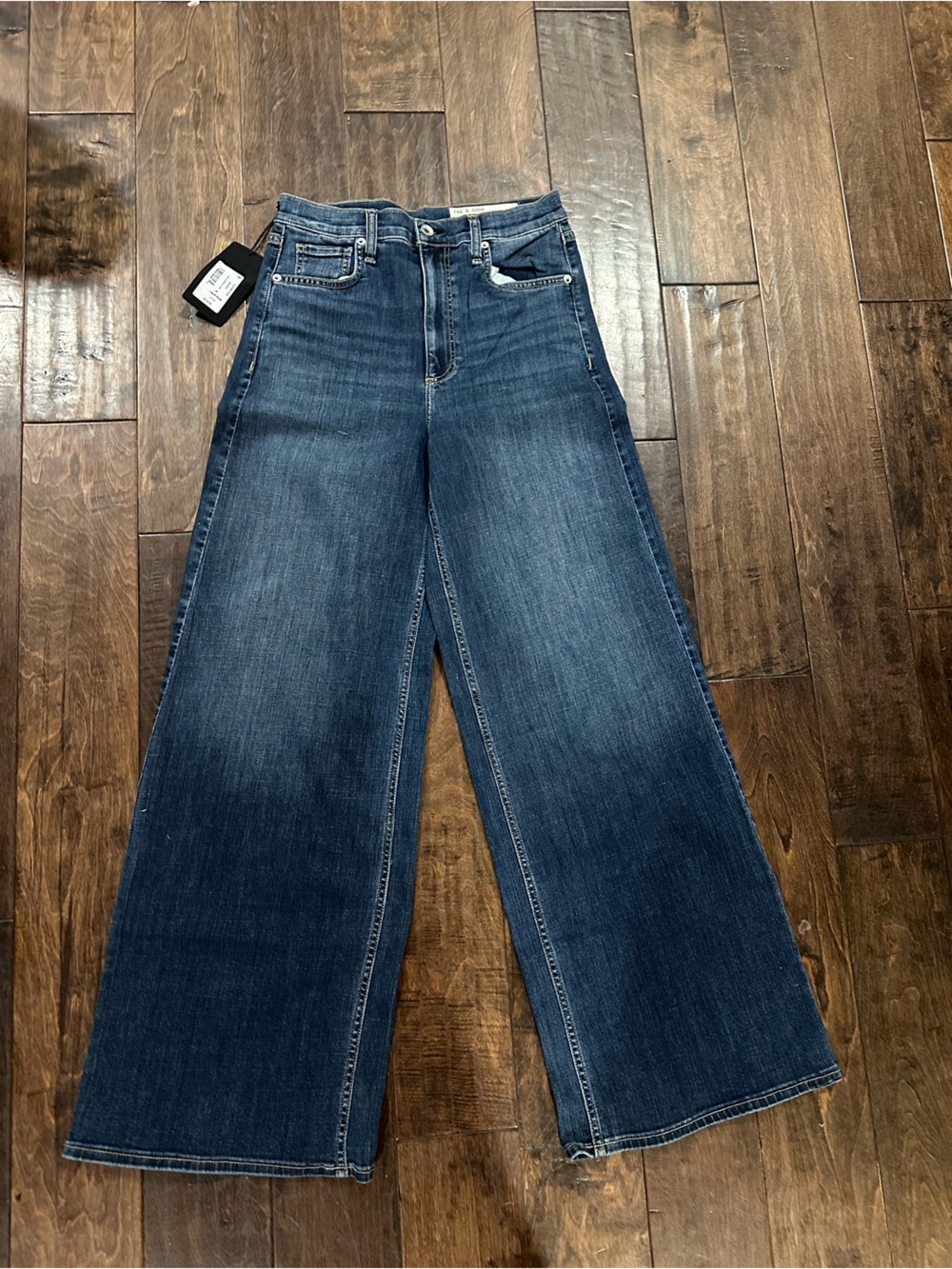 rag & bone Women's Dark Wash Wide Leg Jeans